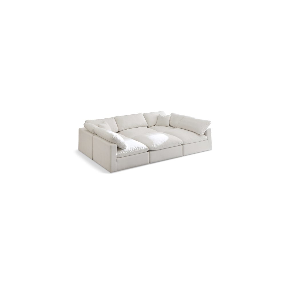 Plush Cream Velvet Standard Comfort Modular Sectional