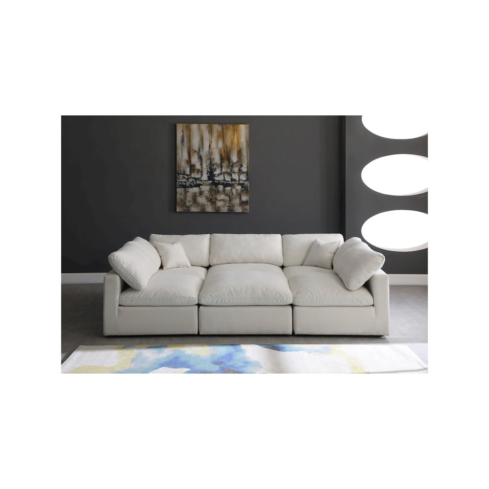 Plush Cream Velvet Standard Comfort Modular Sectional