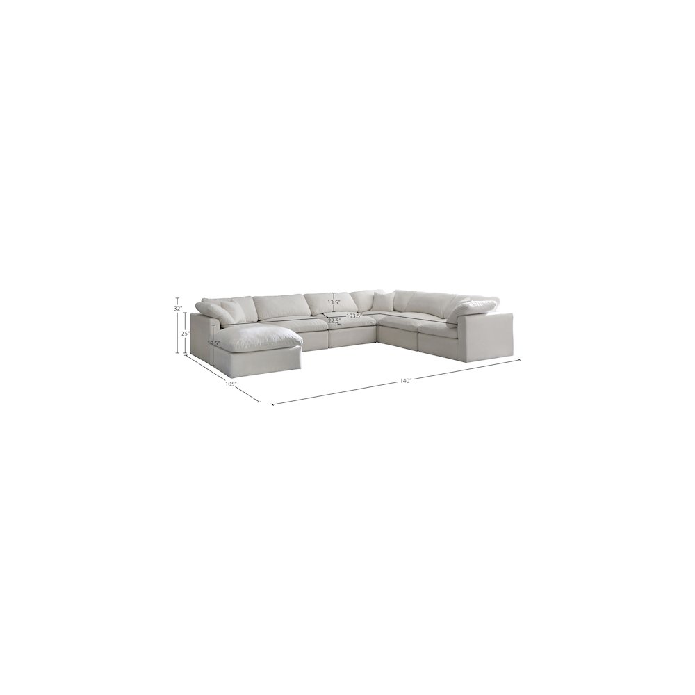 Plush Cream Velvet Standard Comfort Modular Sectional