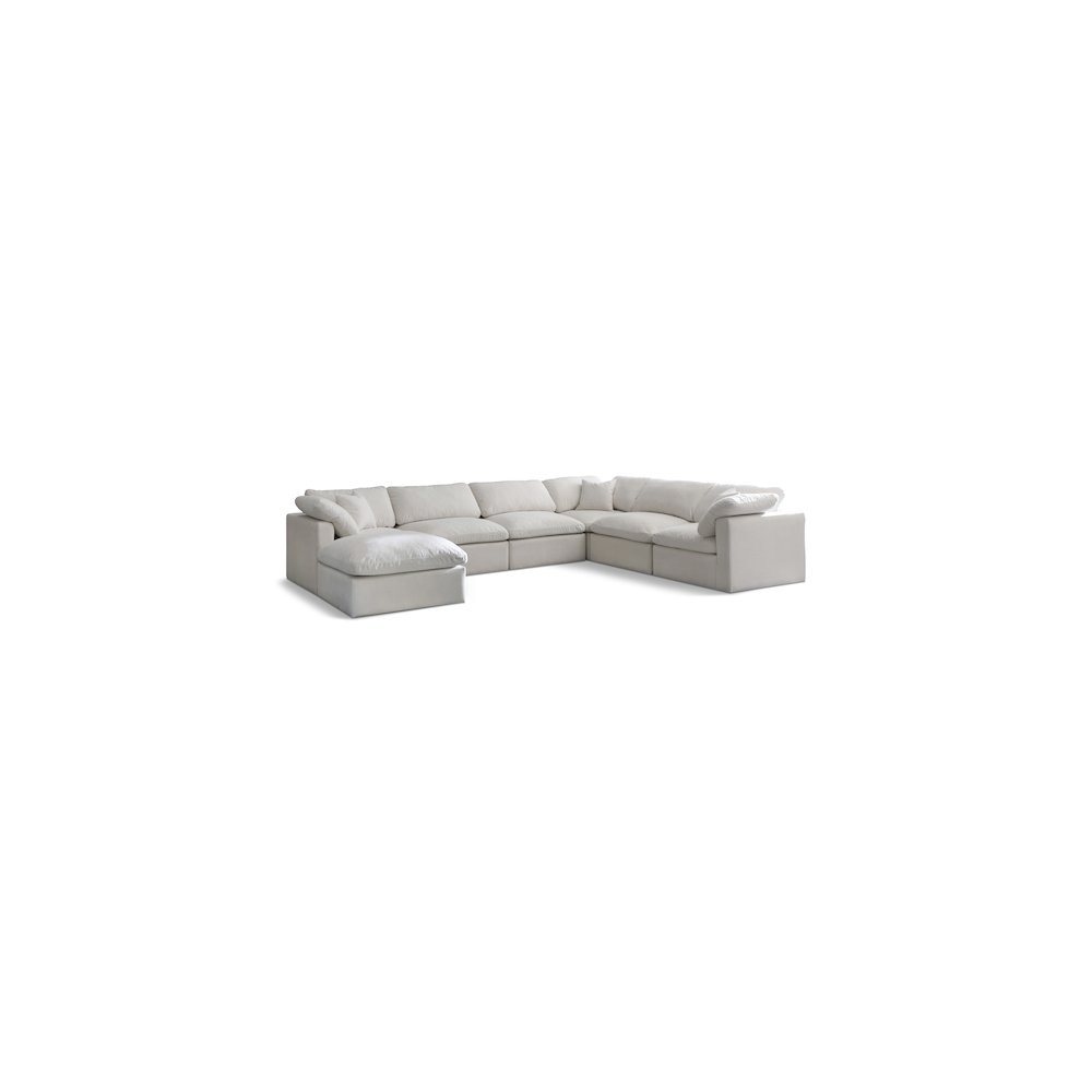 Plush Cream Velvet Standard Comfort Modular Sectional