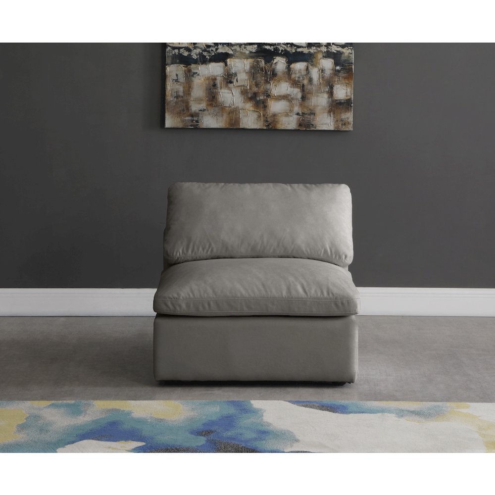 Plush Grey Velvet Standard Comfort Modular Armless Chair