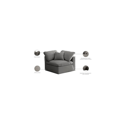 Plush Grey Velvet Standard Comfort Modular Corner Chair