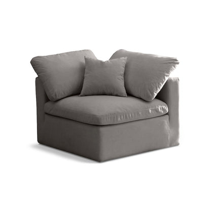 Plush Grey Velvet Standard Comfort Modular Corner Chair