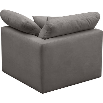 Plush Grey Velvet Standard Comfort Modular Corner Chair