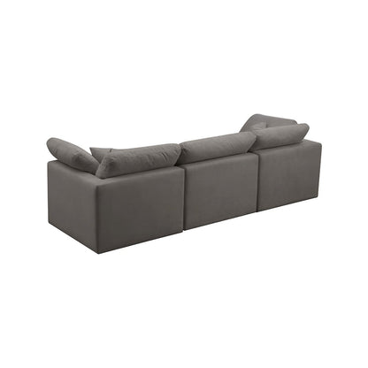 Plush Grey Velvet Standard Comfort Modular Sofa
