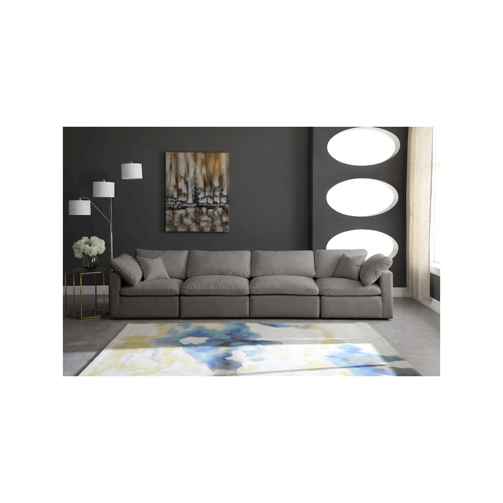Plush Grey Velvet Standard Comfort Modular Sofa