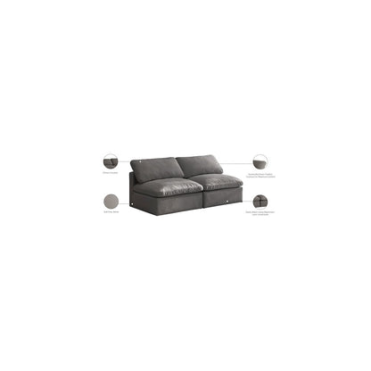 Plush Grey Velvet Standard Comfort Modular Sofa