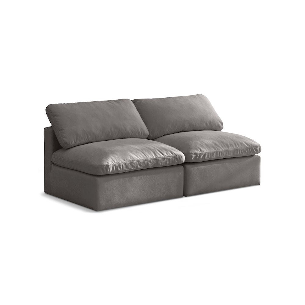 Plush Grey Velvet Standard Comfort Modular Sofa