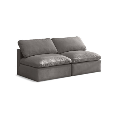 Plush Grey Velvet Standard Comfort Modular Sofa