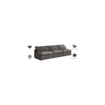 Plush Grey Velvet Standard Comfort Modular Sofa