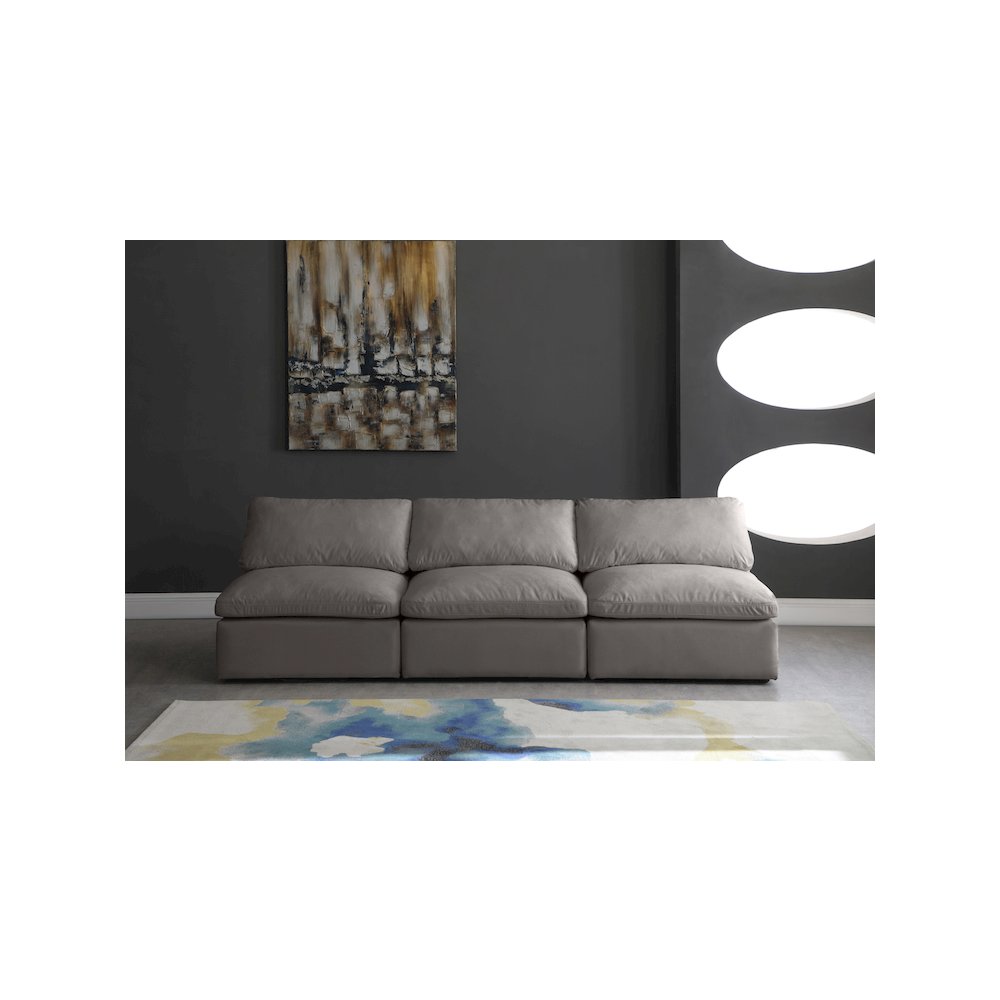 Plush Grey Velvet Standard Comfort Modular Sofa