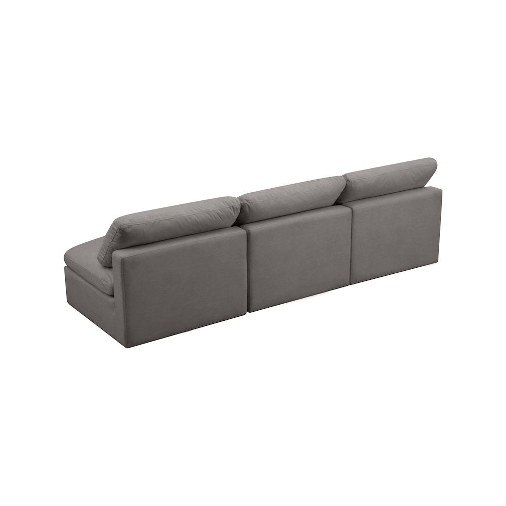 Plush Grey Velvet Standard Comfort Modular Sofa