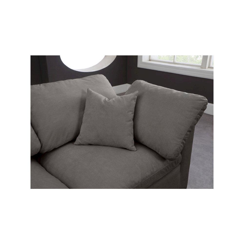 Plush Grey Velvet Standard Comfort Modular Sofa