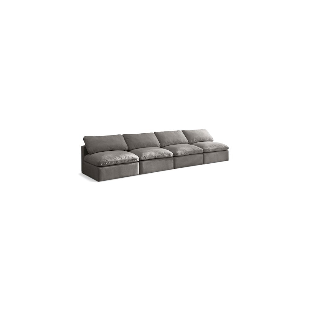 Plush Grey Velvet Standard Comfort Modular Sofa