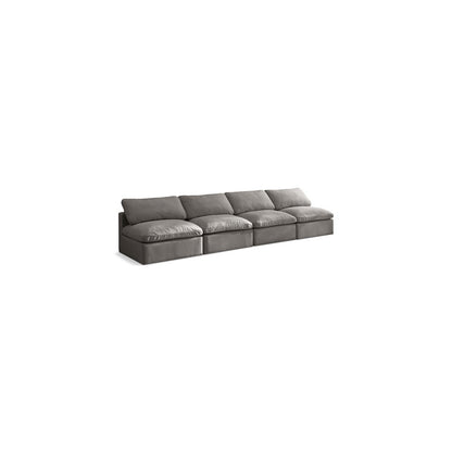 Plush Grey Velvet Standard Comfort Modular Sofa
