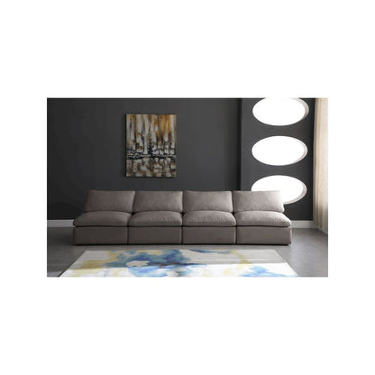 Plush Grey Velvet Standard Comfort Modular Sofa