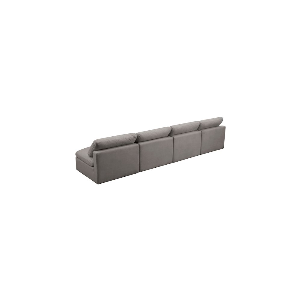 Plush Grey Velvet Standard Comfort Modular Sofa