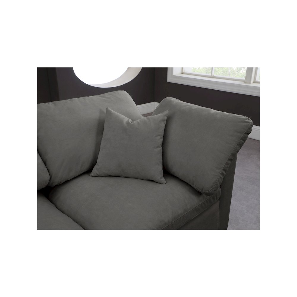 Plush Grey Velvet Standard Comfort Modular Sofa