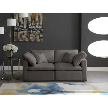 Plush Grey Velvet Standard Comfort Modular Sofa