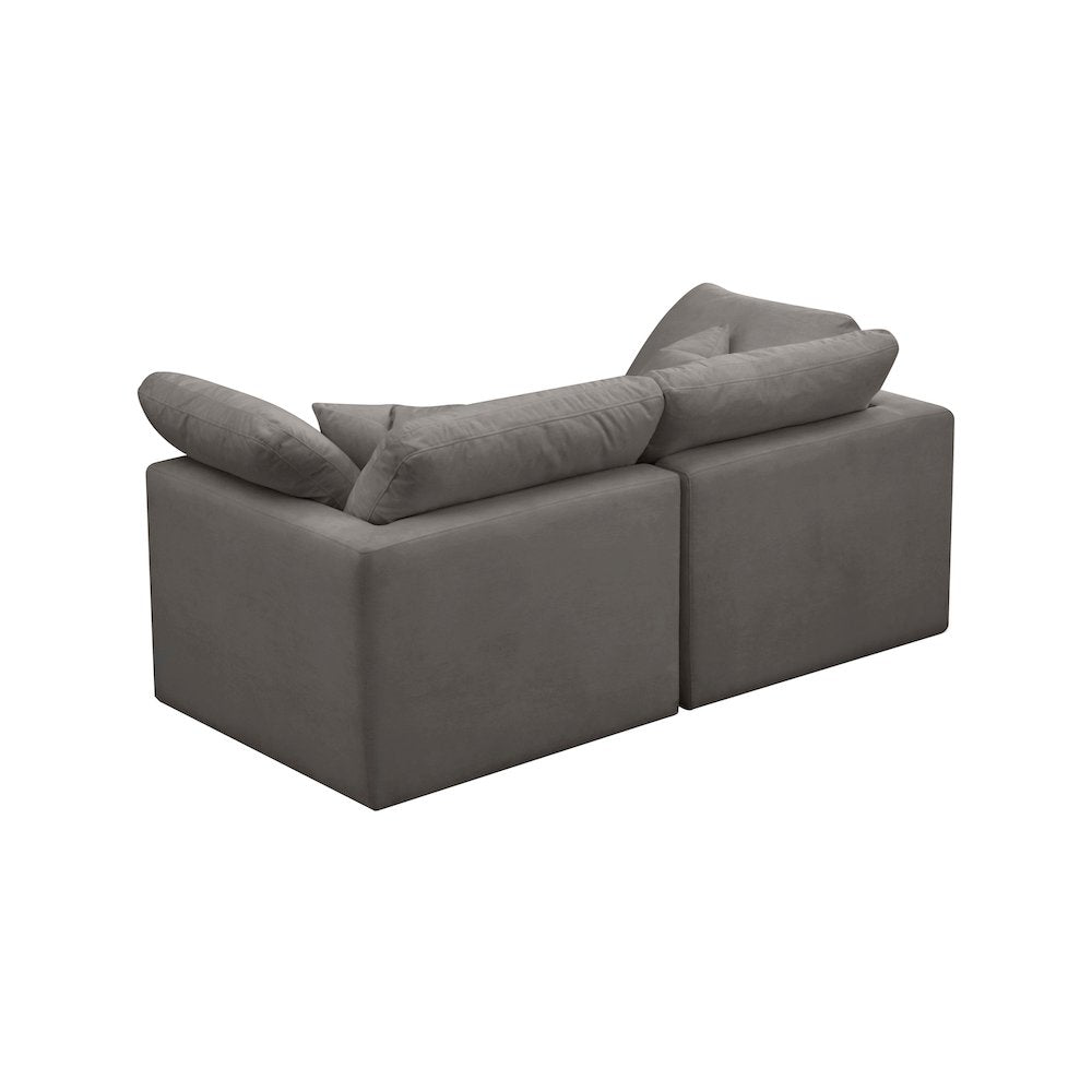Plush Grey Velvet Standard Comfort Modular Sofa