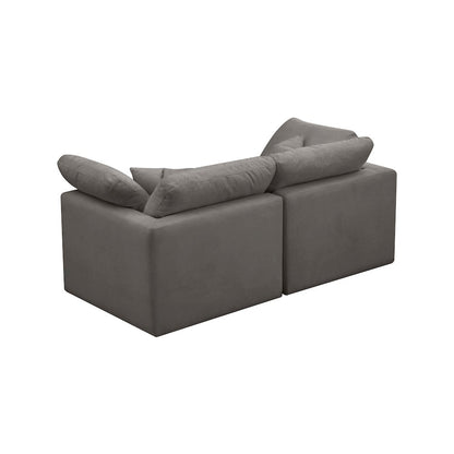 Plush Grey Velvet Standard Comfort Modular Sofa