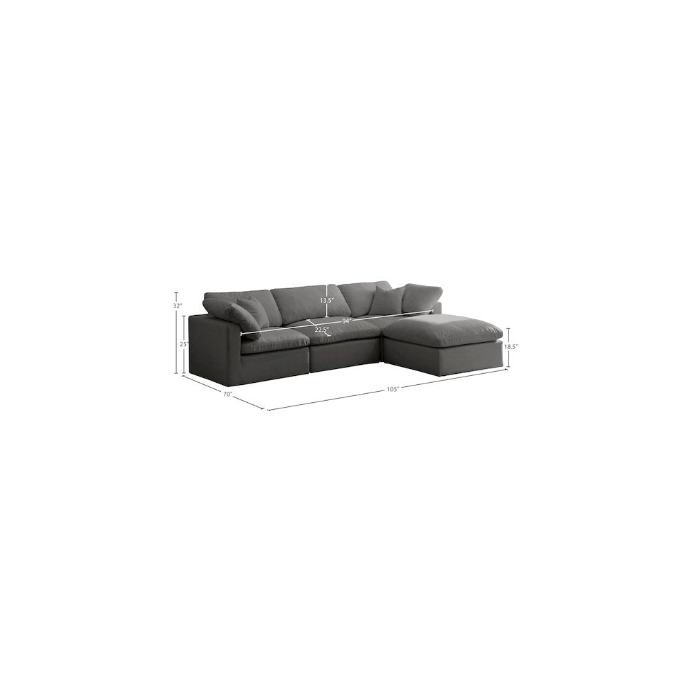 Plush Grey Velvet Standard Comfort Modular Sectional