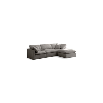 Plush Grey Velvet Standard Comfort Modular Sectional