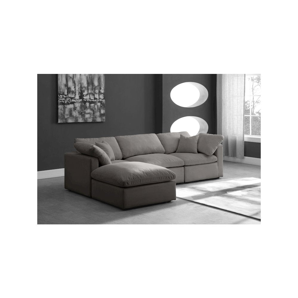 Plush Grey Velvet Standard Comfort Modular Sectional