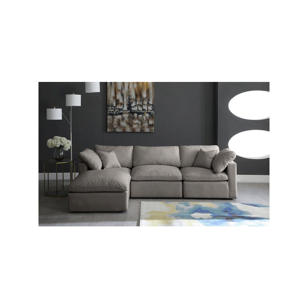 Plush Grey Velvet Standard Comfort Modular Sectional