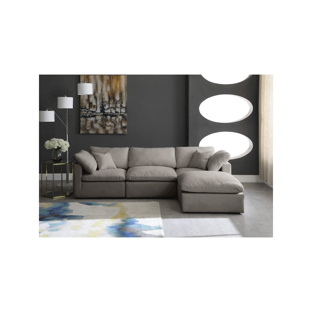 Plush Grey Velvet Standard Comfort Modular Sectional