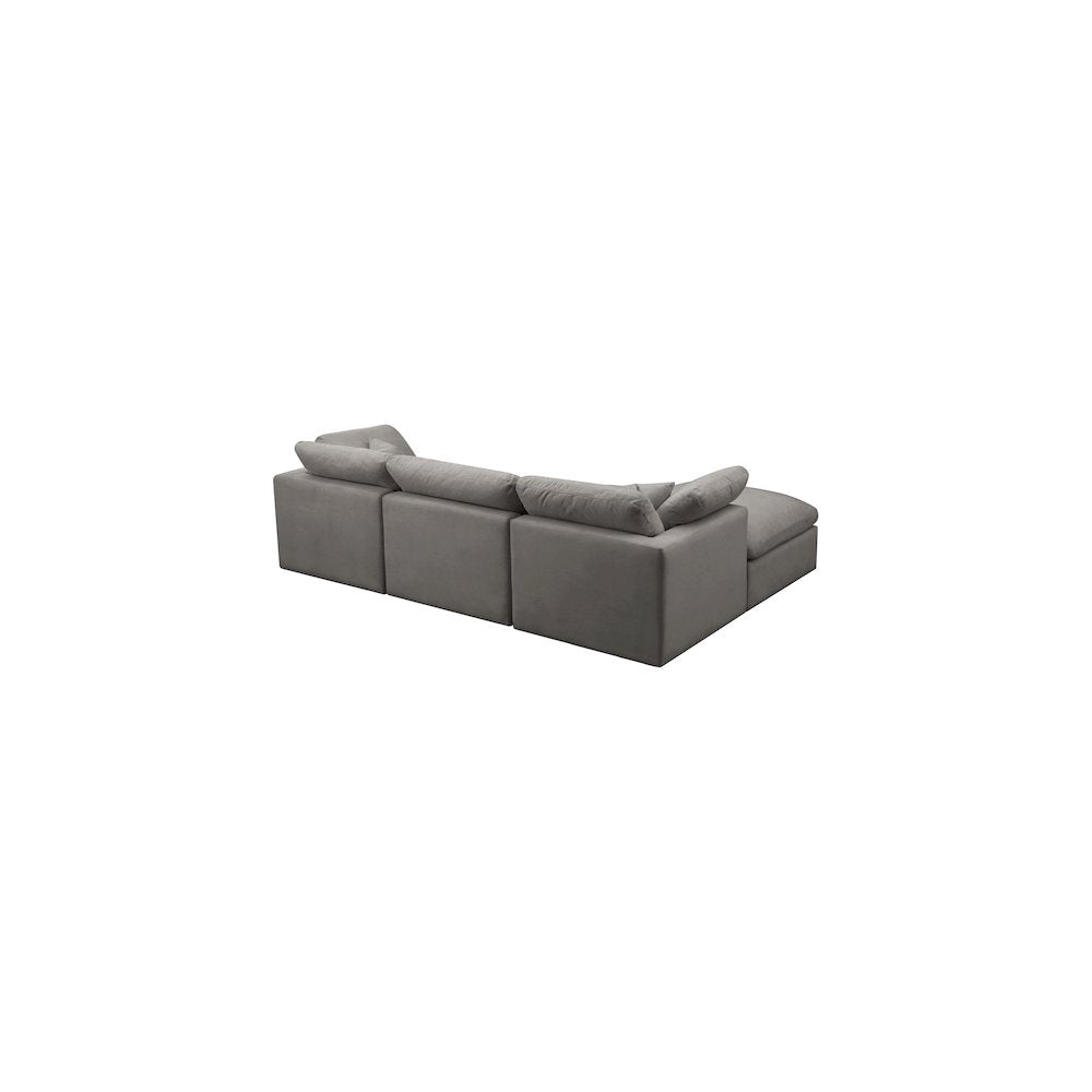 Plush Grey Velvet Standard Comfort Modular Sectional