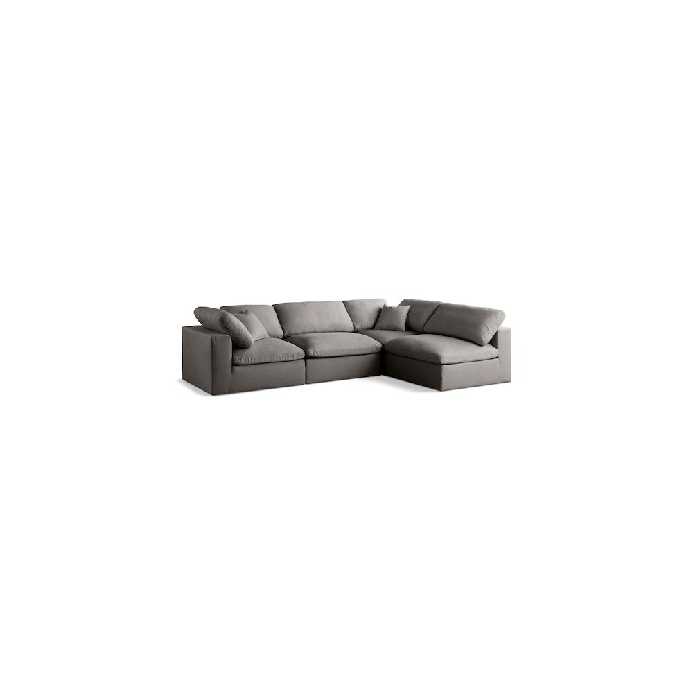 Plush Grey Velvet Standard Comfort Modular Sectional