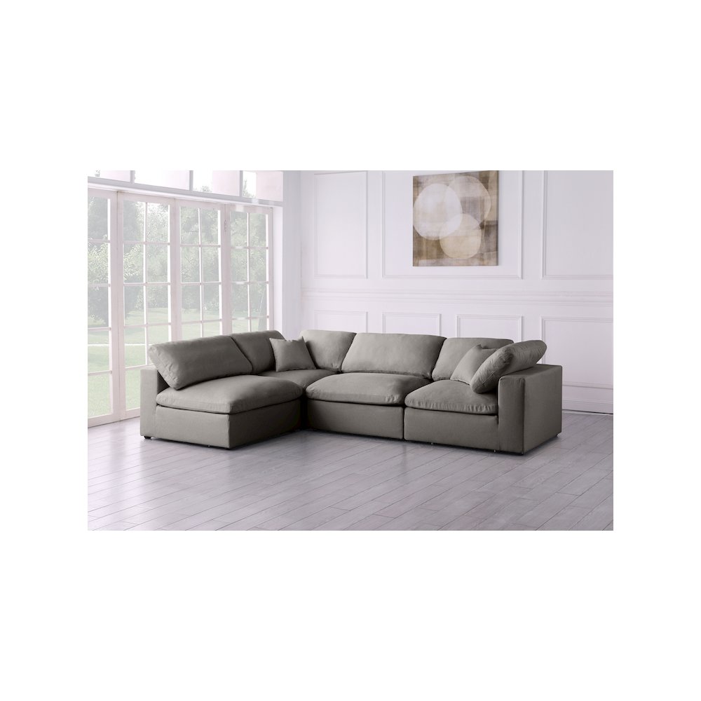 Plush Grey Velvet Standard Comfort Modular Sectional
