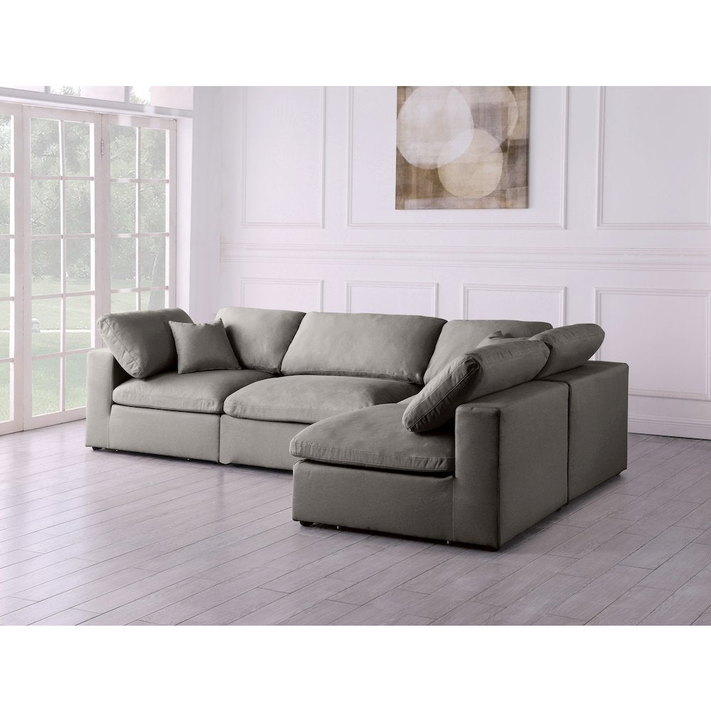 Plush Grey Velvet Standard Comfort Modular Sectional