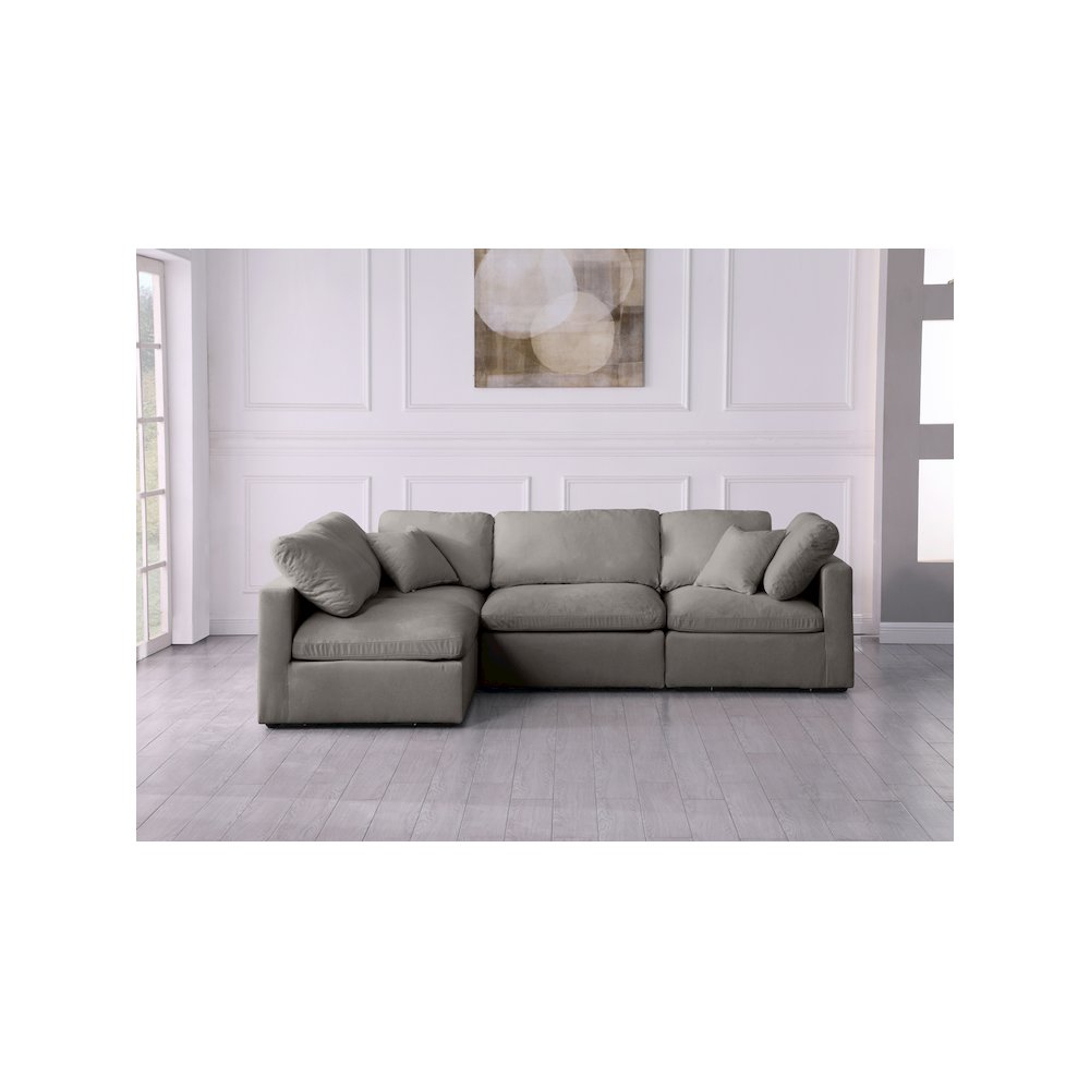 Plush Grey Velvet Standard Comfort Modular Sectional