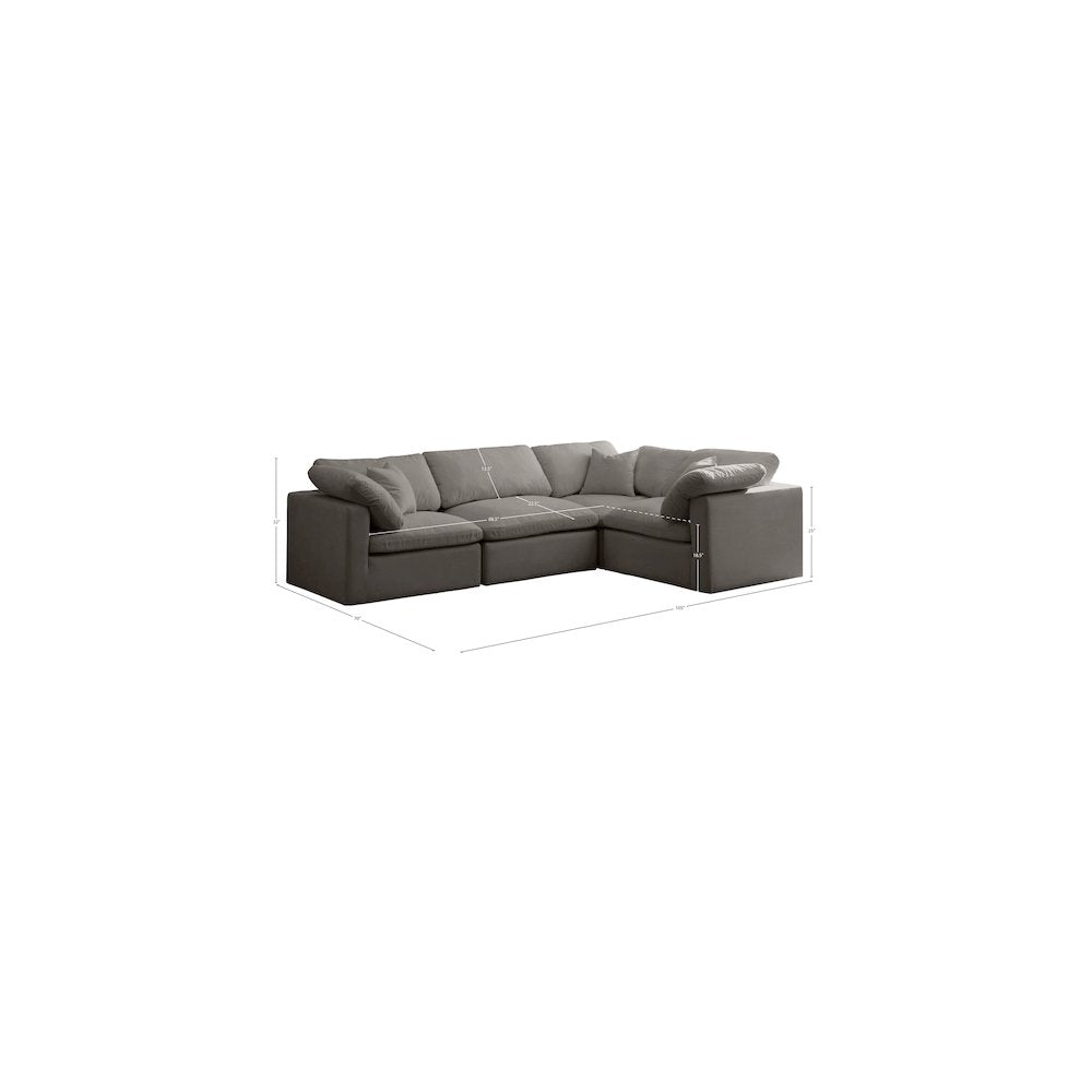 Plush Grey Velvet Modular Sectional