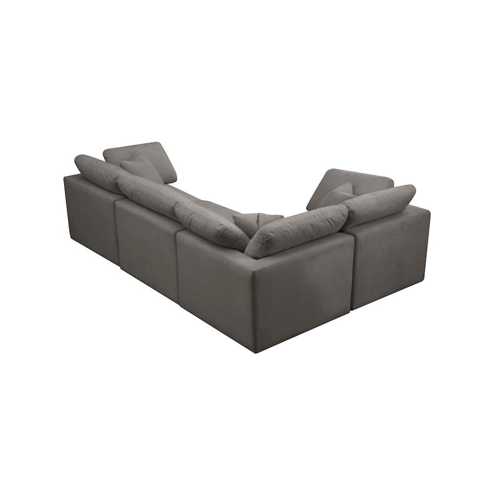 Plush Grey Velvet Modular Sectional