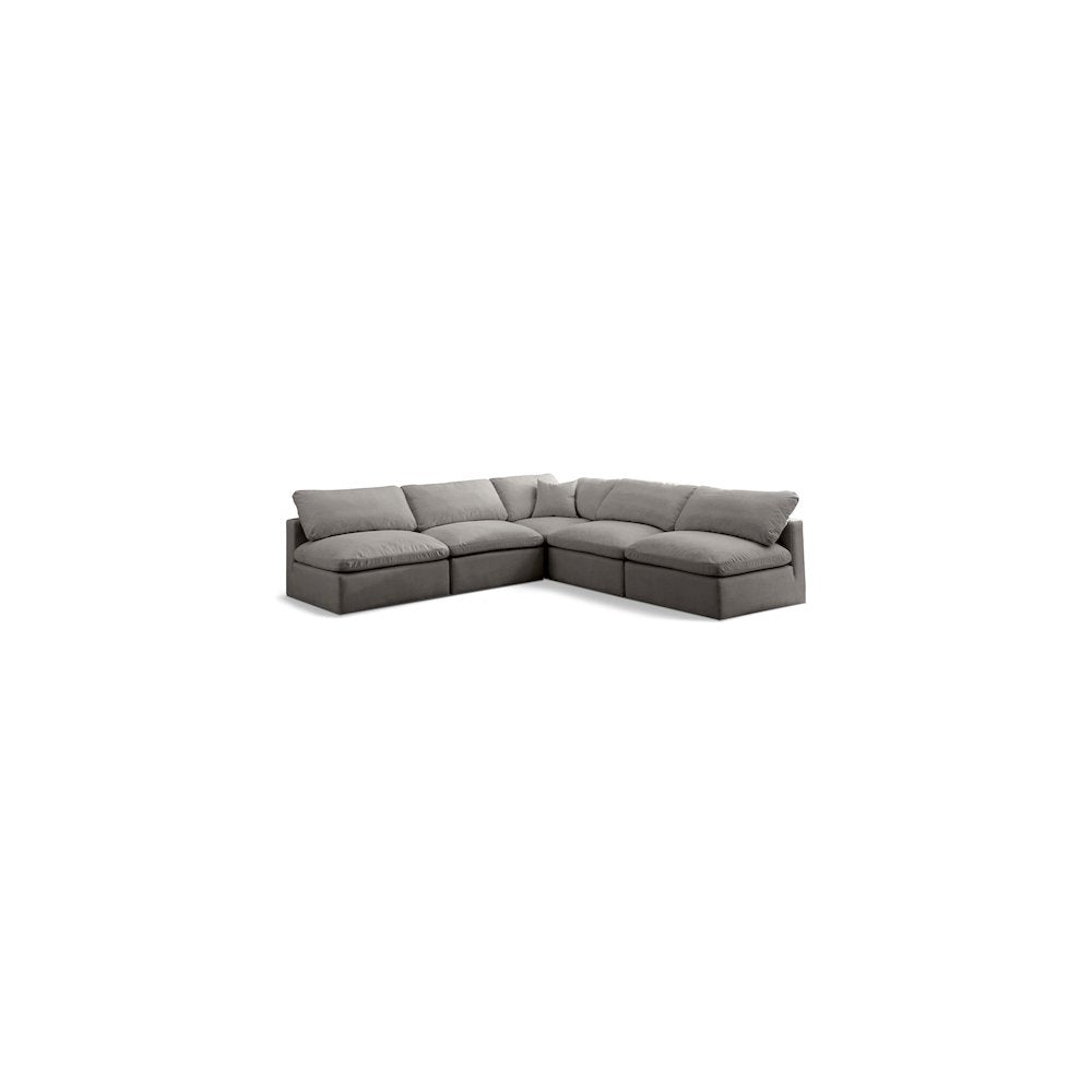 Plush Grey Velvet Standard Comfort Modular Sectional