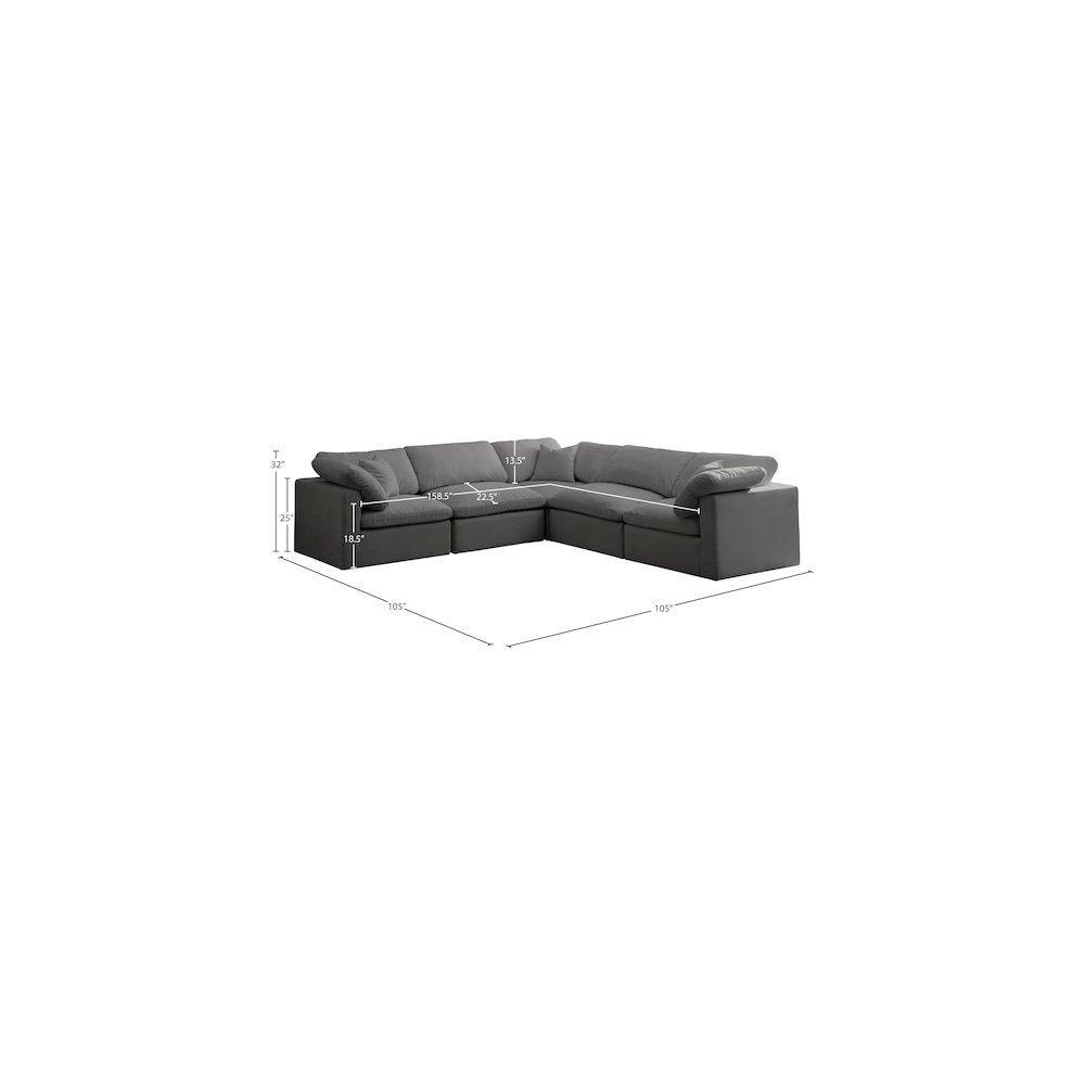 Plush Grey Velvet Standard Comfort Modular Sectional