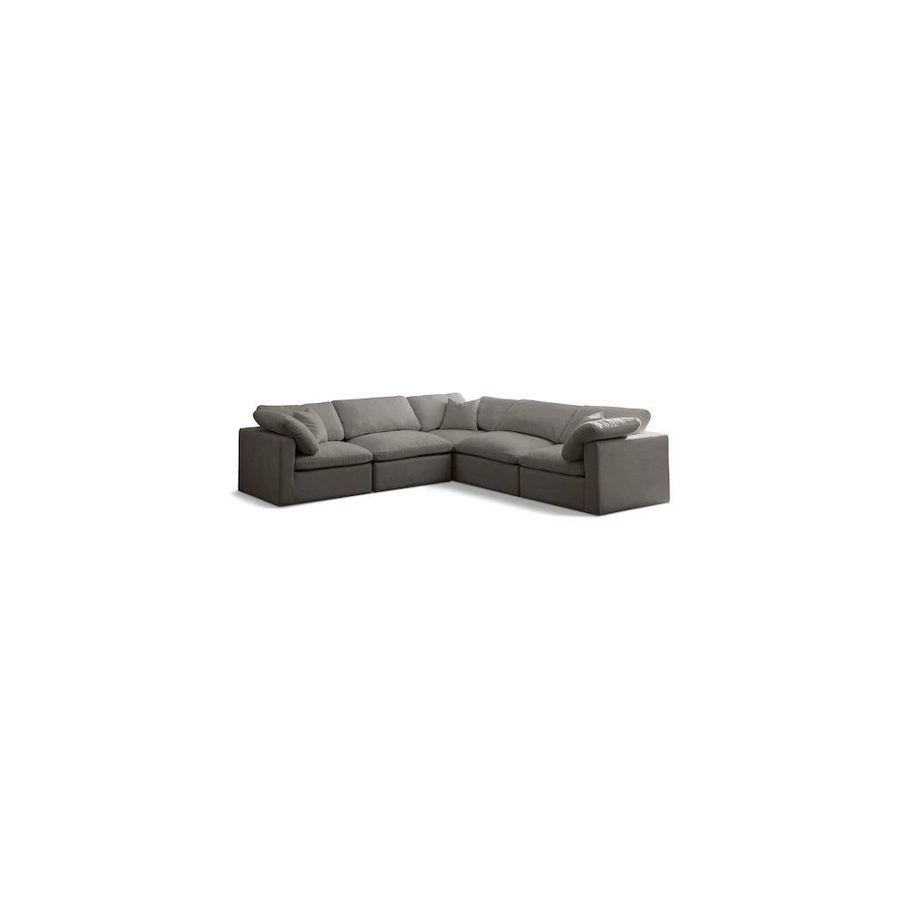 Plush Grey Velvet Standard Comfort Modular Sectional