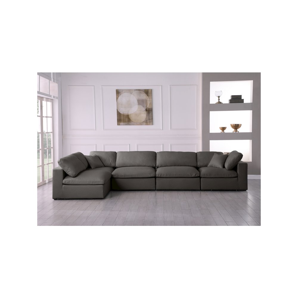 Plush Grey Velvet Standard Comfort Modular Sectional