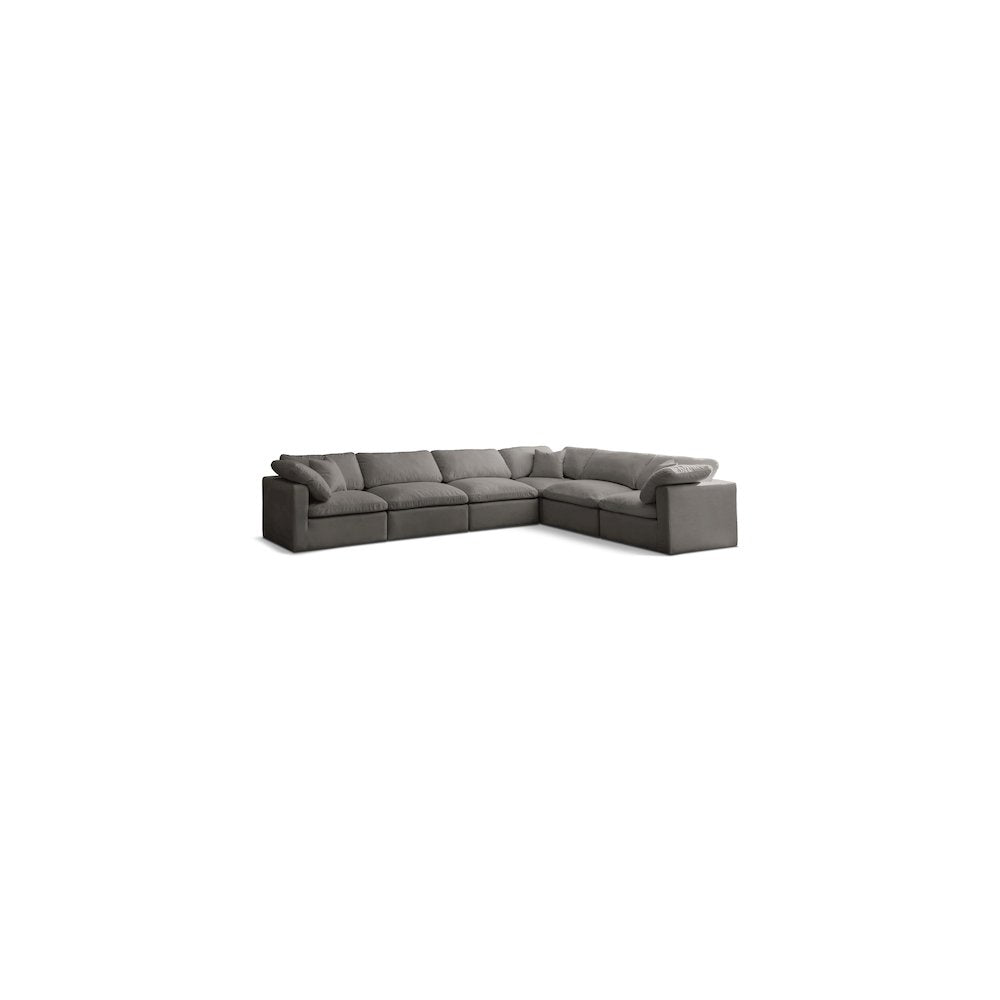 Plush Grey Velvet Standard Comfort Modular Sectional