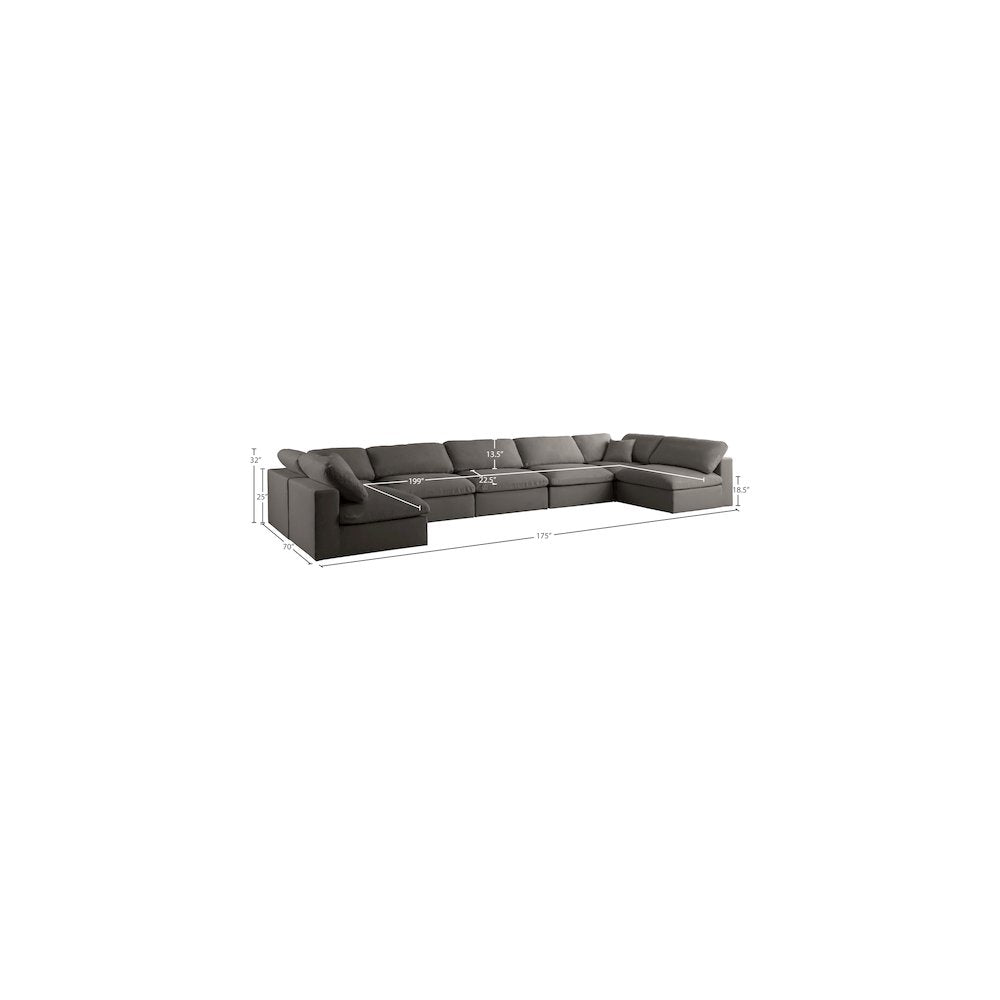 Plush Grey Velvet Standard Comfort Modular Sectional