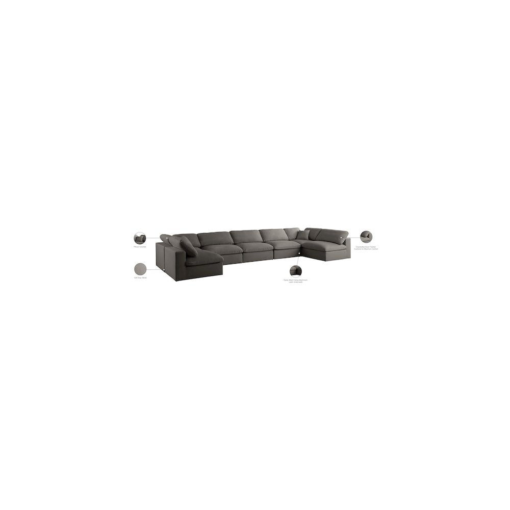 Plush Grey Velvet Standard Comfort Modular Sectional
