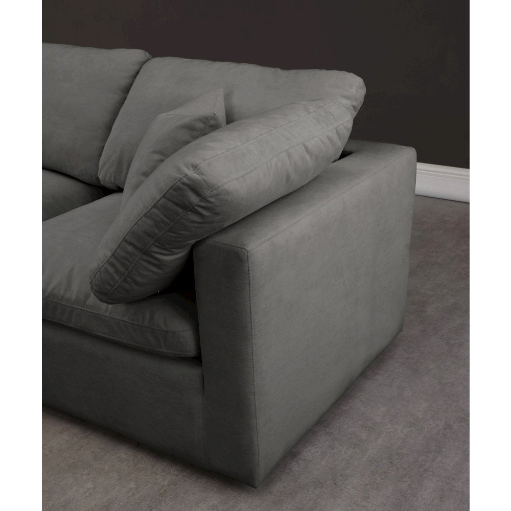 Plush Grey Velvet Standard Comfort Modular Sectional