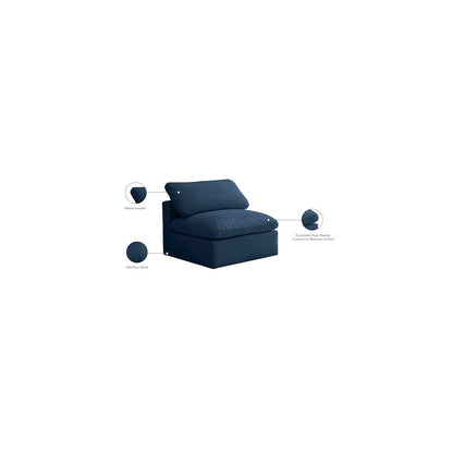 Plush Navy Velvet Standard Comfort Modular Armless Chair