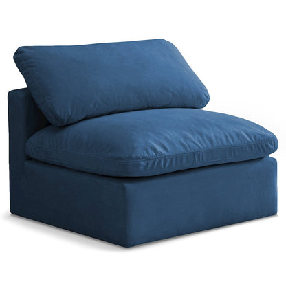 Plush Navy Velvet Standard Comfort Modular Armless Chair