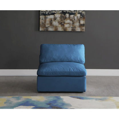 Plush Navy Velvet Standard Comfort Modular Armless Chair
