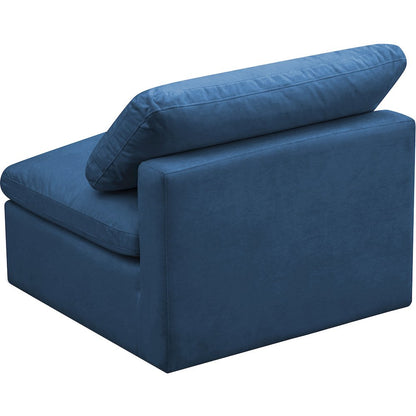 Plush Navy Velvet Standard Comfort Modular Armless Chair
