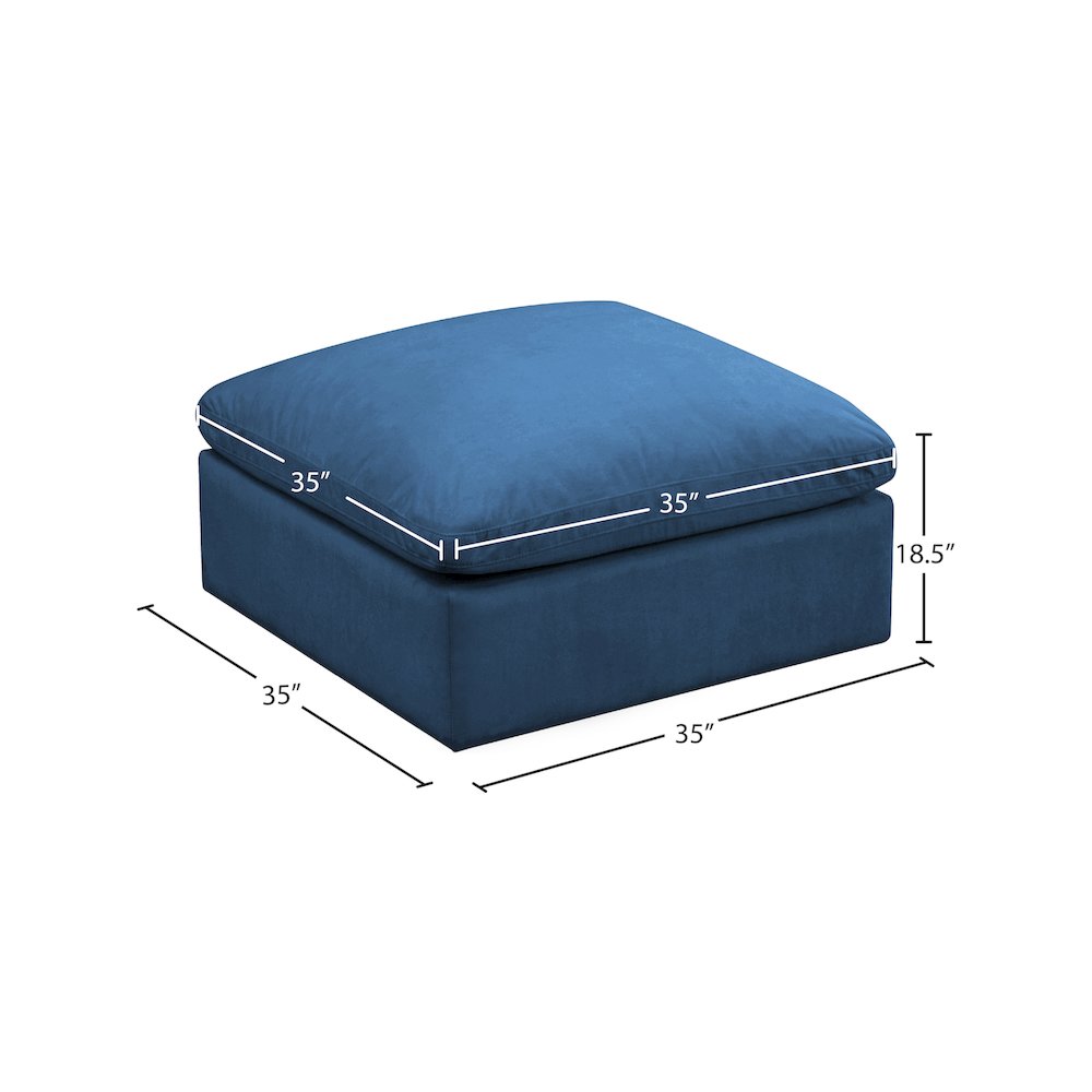 Plush Navy Velvet Standard Comfort Modular Ottoman